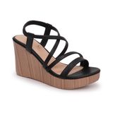 giày sandal nữ đế xuồng PU siêu nhẹ cao 9cm Hanatabi quai chéo hậu thun (35-39) mã HNSDX9F836