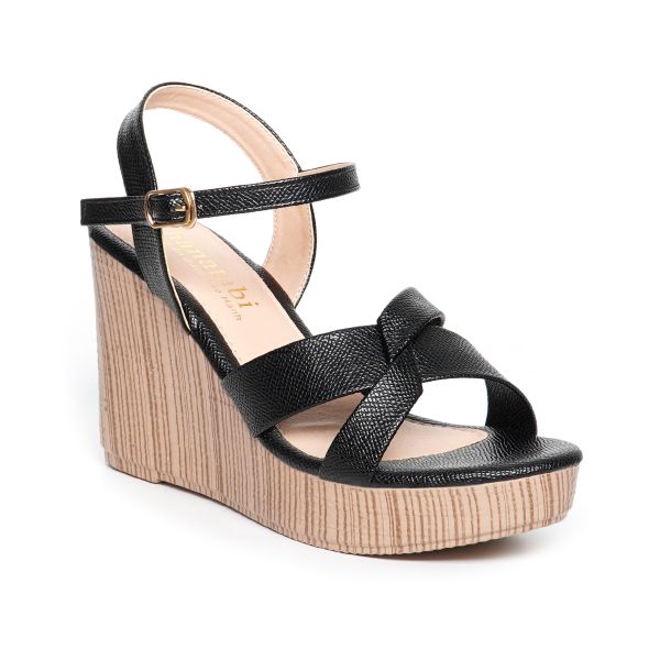 giày sandal nữ đế xuồng PU siêu nhẹ cao 9cm Hanatabi quai chéo hậu c (35-39) mã HNSDX9F988