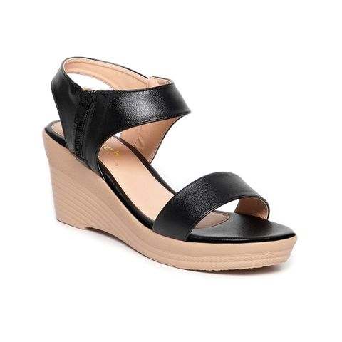 giày sandal nữ đế xuồng PU siêu nhẹ cao 7cm Hanatabi quai ngang khóa kéo (35-39) mã HNSDX7F1026