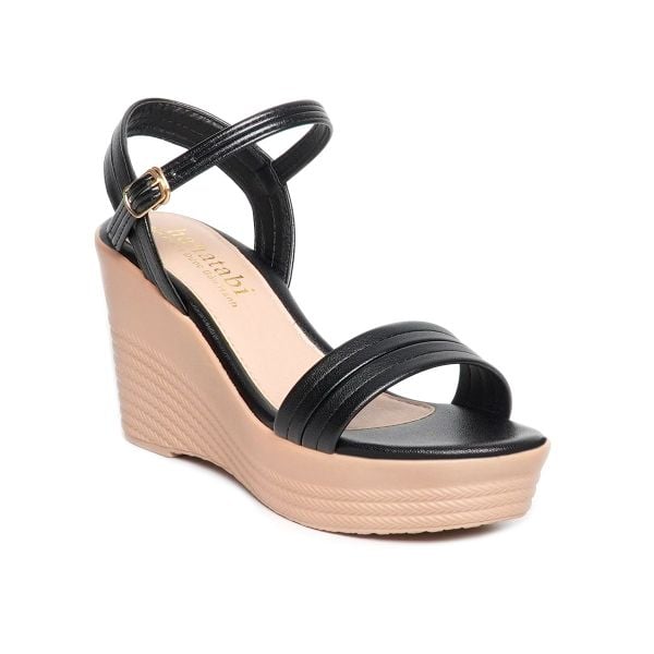 Giày Sandal Nữ Đế Xuồng PU Siêu Nhẹ Cao 9cm Hanatabi Quai Ngang Hậu C (35-39) Mã HNSDX9F1154