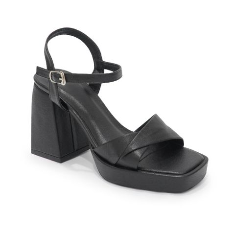 Sandal nữ quai xếp ly gót vuông cao 9cm hậu c mã HNSDG587 ( Size 35 -> 39)