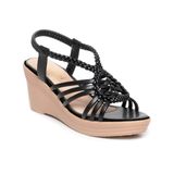 Giày sandal nữ đế xuồng pu siêu nhẹ cao 7cm Hanatabi quai đan hậu thun (35-39) mã HNSDX7F1114