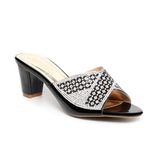 dép nữ cao gót 5cm Hanatabi quai ngang đính đá đế TA cao cấp bigsize (35-41) mã HNDE5F1093