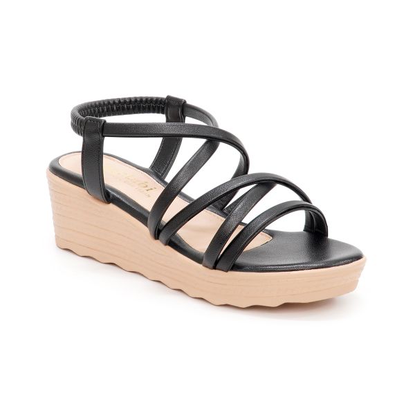 giày sandal nữ đế xuồng PU siêu nhẹ cao 5cm Hanatabi quai chéo hậu thun (35-40) mã HNSD5F940