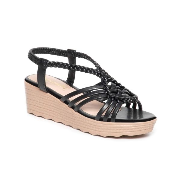 Giày sandal nữ đế xuồng pu siêu nhẹ cao 5cm Hanatabi quai đan hậu thun (35-40) mã HNSDX7F1122