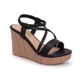 Sandal nữ Hanatabi quai ngang đế pu vân gỗ siêu nhẹ cao 9cm mã HNSDX9F835 (Size 35 ->39)