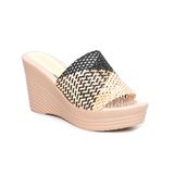 Dép nữ đế xuồng PU siêu nhẹ cao 9cm Hanatabi quai lưới (35-39) mã HNDE9F1158