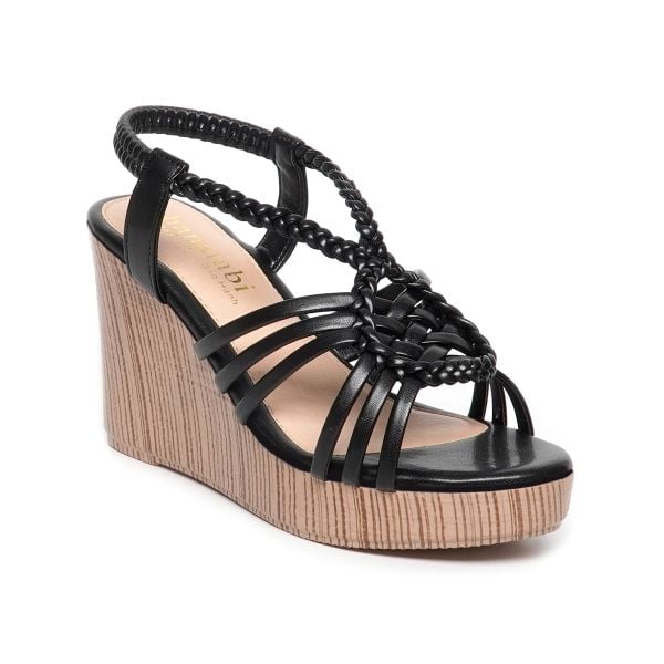 giày sandal nữ đế xuồng PU siêu nhẹ cao 9cm Hanatabi quai đan hậu thun (35-39) mã HNSDX9F1113