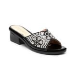 dép nữ đế PU đen siêu nhẹ cao 5cm Hanatabi quai ngang đính đá bigsize (35-42) mã HNDE5F1107