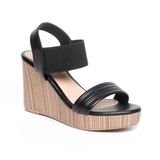 Giay Sandal Nữ Đế Xuồng PU Siêu Nhẹ Cao 9cm Hanatabi Quai Ngang Hậu Thun (35-39) Mã HNSDX9F1145