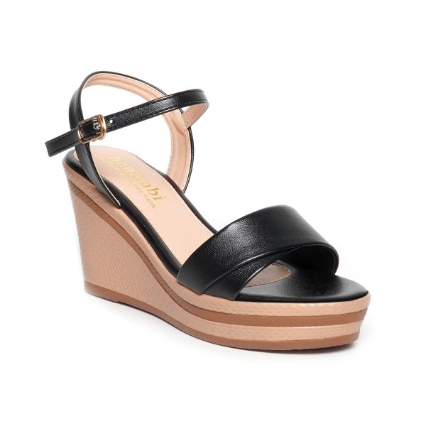 Giày sandal nữ đế xuồng PU siêu nhẹ cao 8cm Hanatabi quai 1 xếp hậu c (35-39) mã HNSDX8F1118