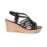 Giày sandal nữ đế xuồng pu siêu nhẹ cao 7cm Hanatabi quai đan hậu thun (35-39) mã HNSDX7F1114