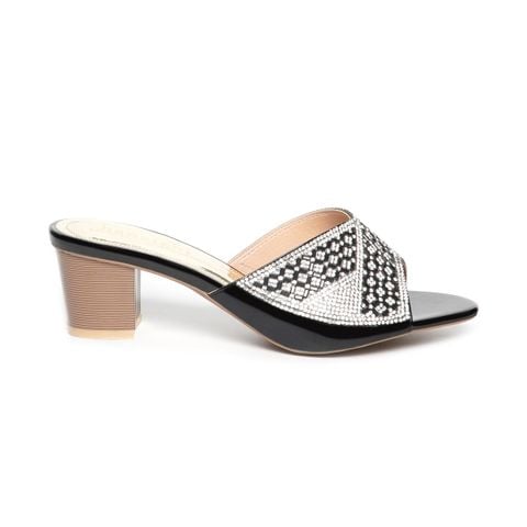 dép nữ cao gót lăn vân gỗ 5cm Hanatabi quai ngang đính đá đế TA cao cấp bigsize (35-41) mã HNDE5F1092