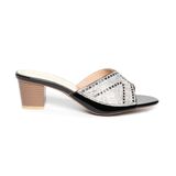 dép nữ cao gót lăn vân gỗ 5cm Hanatabi quai ngang đính đá đế TA cao cấp bigsize (35-41) mã HNDE5F1089