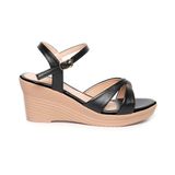 giày sandal nữ đế xuồng PU siêu nhẹ cao 7cm Hanatabi quai chéo hậu c (35-39) mã HNSDX7F999
