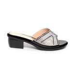 dép nữ đế PU đen siêu nhẹ cao 5cm Hanatabi quai ngang đính đá bigsize (35-42) mã HNDE5F1112