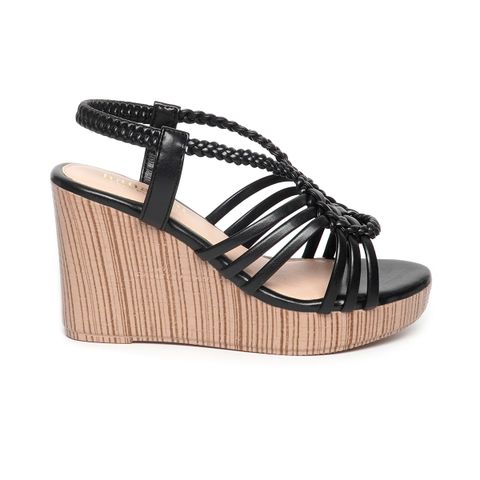 giày sandal nữ đế xuồng PU siêu nhẹ cao 9cm Hanatabi quai đan hậu thun (35-39) mã HNSDX9F1113