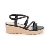 giày sandal nữ đế xuồng PU siêu nhẹ cao 5cm Hanatabi quai chéo hậu thun (35-40) mã HNSD5F946