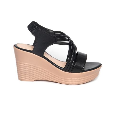 giày sandal nữ đế xuồng PU siêu nhẹ cao 9cm Hanatabi quai đan hậu thun (35-39) mã HNSDX8F1069