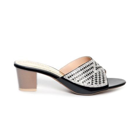 dép nữ cao gót lăn vân gỗ 5cm Hanatabi quai ngang đính đá đế TA cao cấp bigsize (35-41) mã HNDE5F1024