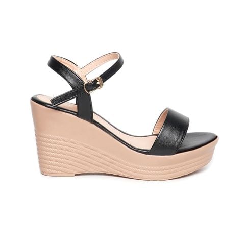 Giày Sandal Nữ Đế Xuồng PU Siêu Nhẹ Cao 9cm Hanatabi Quai Ngang Hậu C (35-39) Mã HNSDX9F956