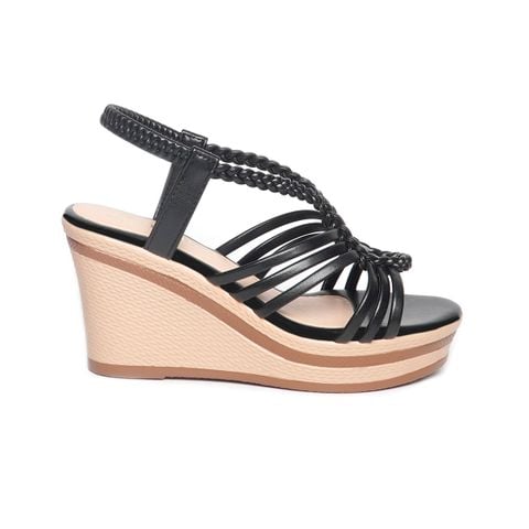 Giày sandal nữ đế xuồng PU siêu nhẹ cao 8cm Hanatabi quai đan hậu thun (35-39) mã HNSDX8F1127