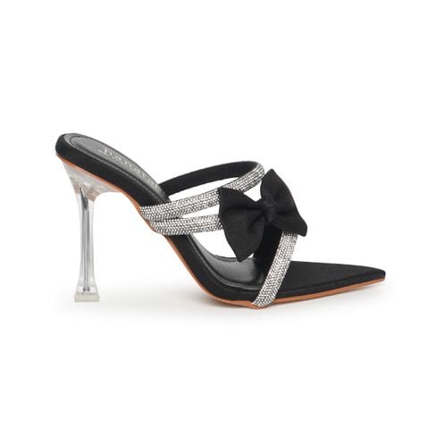 Dép nữ cao gót 9cm Hanatabi quai chéo đính đá phối nơ (35-39) mã HNSDG9F1162