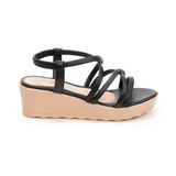 giày sandal nữ đế xuồng PU siêu nhẹ cao 5cm Hanatabi quai chéo hậu thun (35-40) mã HNSD5F940