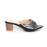 dép nữ cao gót lăn vân gỗ 5cm Hanatabi quai ngang đính đá đế TA cao cấp bigsize (35-41) mã HNDE5F995