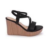 giày sandal nữ đế xuồng PU siêu nhẹ cao 9cm Hanatabi quai chéo hậu thun (35-39) mã HNSDX9F835