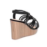 giày sandal nữ đế xuồng PU siêu nhẹ cao 9cm Hanatabi quai đan hậu thun (35-39) mã HNSDX9F1113