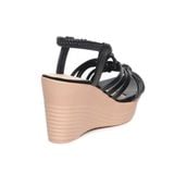 Giày sandal nữ đế xuồng PU siêu nhẹ cao 9cm Hanatabi quai đan hậu thun (35-39) mã HNSDX9F1166