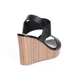 Giay Sandal Nữ Đế Xuồng PU Siêu Nhẹ Cao 9cm Hanatabi Quai Ngang Hậu Thun (35-39) Mã HNSDX9F1145