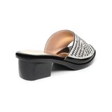 dép nữ đế PU đen siêu nhẹ cao 5cm Hanatabi quai ngang đính đá bigsize (35-42) mã HNDE5F1105