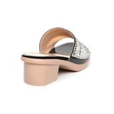dép nữ đế PU kem siêu nhẹ cao 5cm Hanatabi quai ngang đính đá bigsize (35-42) mã HNDE5F1111