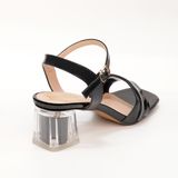 giày sandal nữ cao gót mika 5cm Hanatabi quai xếp mũi vuông đế TA bigsize (35-41) mã HNSDG5F863