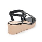 giày sandal nữ đế xuồng pu siêu nhẹ cao 5cm Hanatabi quai chéo hậu thun (35-40) mã HNSD5F937