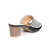 dép nữ cao gót lăn vân gỗ 5cm Hanatabi quai ngang đính đá đế TA cao cấp bigsize (35-41) mã HNDE5F1024