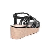 Giày sandal nữ đế xuồng pu siêu nhẹ cao 5cm Hanatabi quai đan hậu thun (35-40) mã HNSDX7F1122