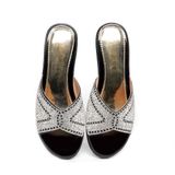 dép nữ đế PU đen siêu nhẹ cao 5cm Hanatabi quai ngang đính đá bigsize (35-42) mã HNDE5F1112