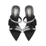 Dép nữ cao gót 9cm Hanatabi quai chéo đính đá phối nơ (35-39) mã HNSDG9F1162