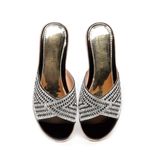 dép nữ đế PU kem siêu nhẹ cao 5cm Hanatabi quai ngang đính đá bigsize (35-42) mã HNDE5F1106