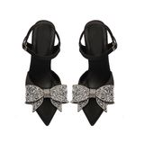 Sandal bít mũi có nơ đính xoàn hậu gài gót nhọn cao 7cm mã HNBBHG7F808 (Size 35 -> 39)