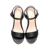 Giày Sandal Nữ Đế Xuồng PU Siêu Nhẹ Cao 9cm Hanatabi Quai Ngang Hậu C (35-39) Mã HNSDX9F1154