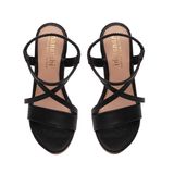 giày sandal nữ đế xuồng PU siêu nhẹ cao 9cm Hanatabi quai chéo hậu thun (35-39) mã HNSDX9F835