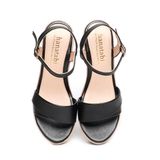 Giày sandal Nữ Đế Xuồng PU Siêu Nhẹ Cao 9cm Hanatabi Quai 1 Xếp Hậu C (35-39) Mã HNSDX8F1085