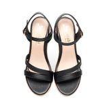 Giày Sandal Nữ Đế Xuồng PU Siêu Nhẹ Cao 9cm Hanatabi Quai Chéo Hậu C (35-39) Mã HNSDX9F1155