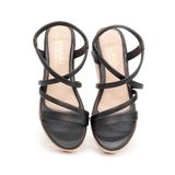 giày sandal nữ đế xuồng PU siêu nhẹ cao 5cm Hanatabi quai chéo hậu thun (35-40) mã HNSD5F946