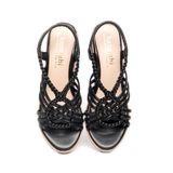 Giày sandal nữ đế xuồng pu siêu nhẹ cao 7cm Hanatabi quai đan hậu thun (35-39) mã HNSDX7F1114