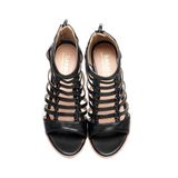 giày sandal nữ đế xuồng PU siêu nhẹ cao 7cm Hanatabi quai xương cá khóa kéo (35-39) mã HNSDG7F1152